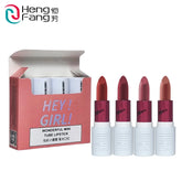 Hengfang Hey Girl! Wonderful Mini Tube Matte Finish Lipstick 4Pcs Set