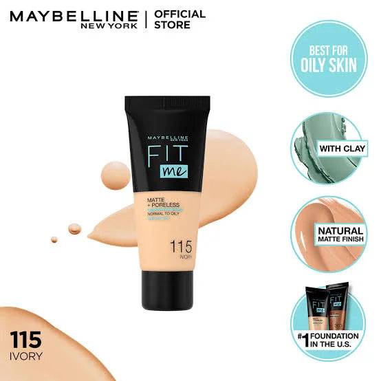 Maybelline – Fit Me Liquid Foundation Matte & Poreless – 115 Ivory